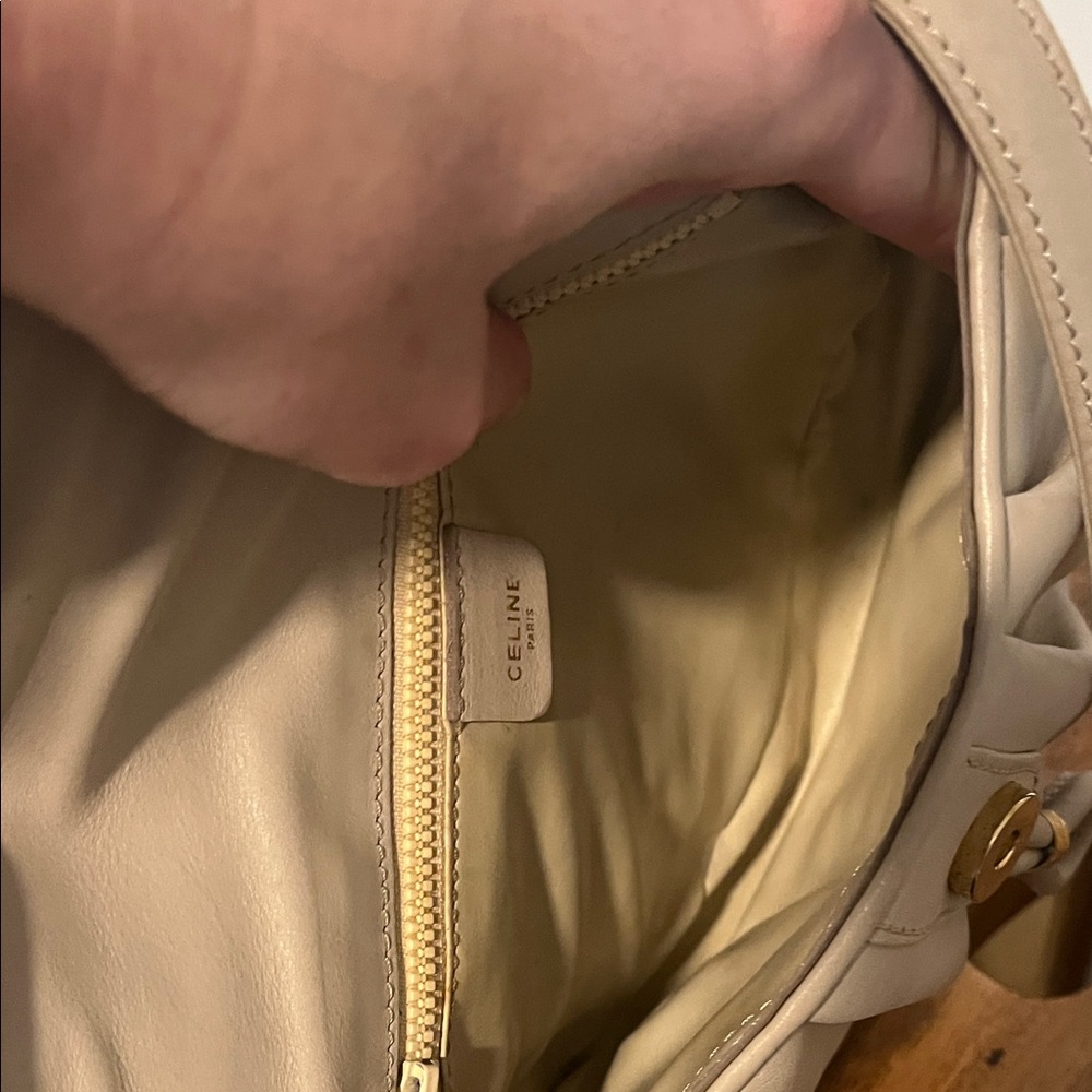Celine Beige Crossbody Shoulder Bag with Gold Accent - Picture 8 of 12